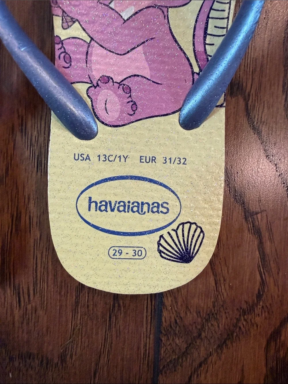 Havaianas Kids Blue & Pink Lilo & Stitch Tropical Flip Flops 13C/1Y